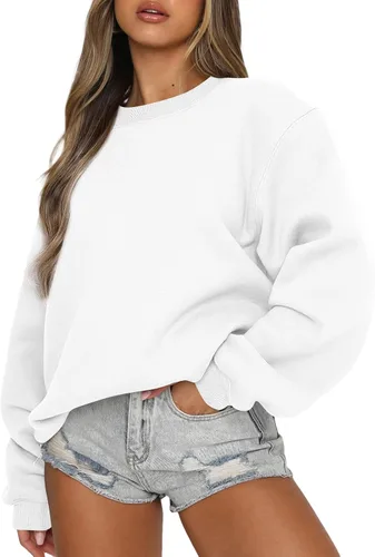 Vista 19 de EFAN Sudaderas de forro polar Y2K de gran tamaño con cuello redondo para Albaricoque