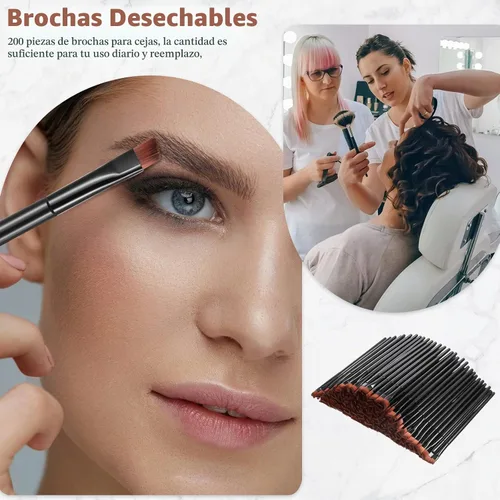 Vista 6 de Gerrii - 200 cepillos desechables para cejas en ángulo, color negro