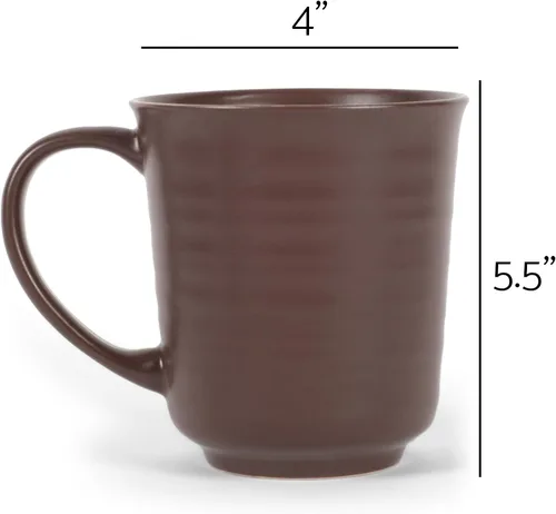 Vista 5 de Elanze Designs Tazas de café de cerámica de 17 onzas con acabado esmaltado mate marrón, paquete de 2