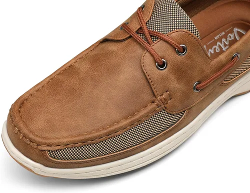 Vista 4 de Vostey Zapatos sin cordones para hombre, con soporte de arco, zapatos de barco para hombre, mocasines ligeros de 2 ojos