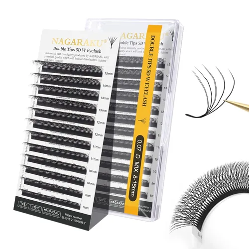 Vista 303 de NAGARAKU Extensiones de pestañas prefabricadas en abanico 3D W 0.05 C 0.315 0.05-C 3D W