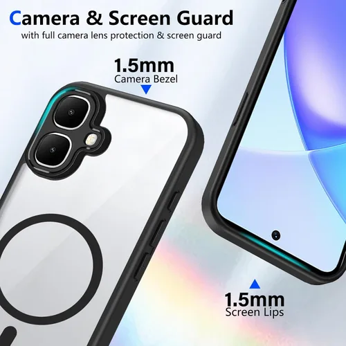 Vista 378 de Funda magnética transparente compatible con Xiaomi 17T, color negro 2 en 1 PC + TPU cubierta de teléfono a prueba de golpes, carcasa protectora