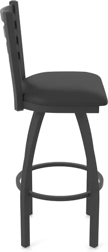 Vista 6 de 410 Jackie Taburete giratorio de 25 pulgadas con acabado antiarrugas negro y asiento de vinilo negro