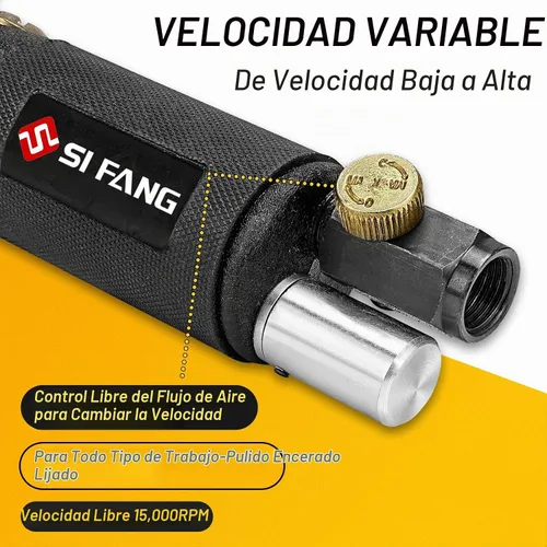 Vista 5 de Mini lijadora de aire de 1/2/3 pulgadas para trabajo de carrocería automático, mini pulidora neumática con 45 discos de lijado + 3 almohadillas
