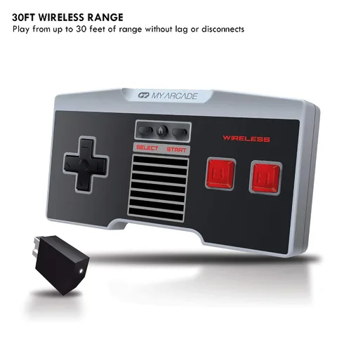 Vista 3 de My Arcade GamePad Classic - Wireless Game Controller - Compatible with Nintendo NES Classic Edition, Wii, Wii U - Adapter Included - 30 Feet Range