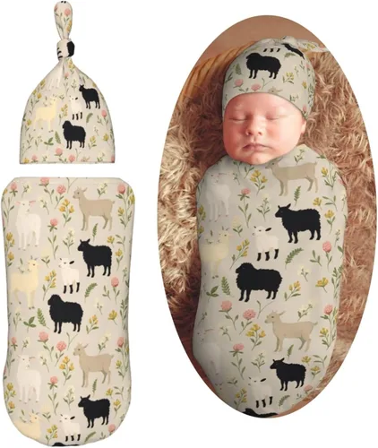Vista 18 de Manta de bebé para recién nacido con gorro, saco de dormir suave para bebé, elástico y ajustable, mantas para recibir