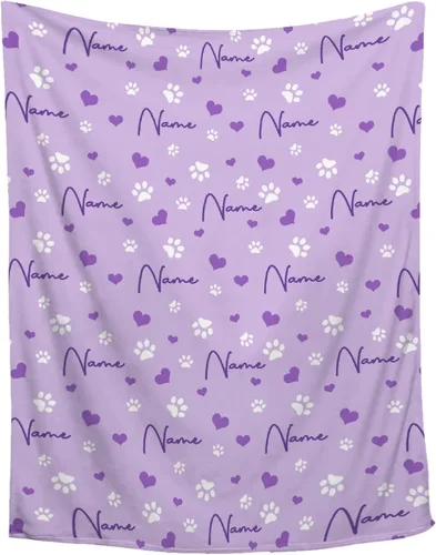 Vista 13 de Manta Personalizada de Huellas de Perro con Foto y Nombre para Amantes de Mascotas, Manta Suave de Franela de Vellón Regalo para Amantes de Perros