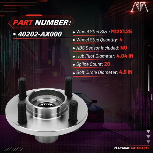 Vista 3 de 40202-AX000 - Conjunto de cubo de rueda delantera, 4 lengüetas