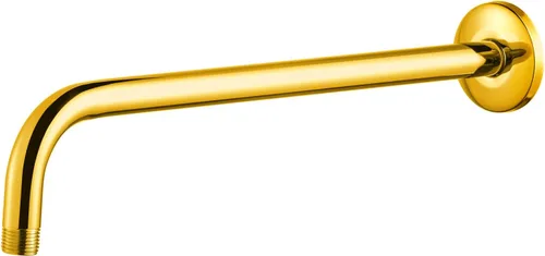 Vista 13 de OFFO Brazo de ducha con pestaña, de 6 pulgadas en oro brillante, montaje en pared, reemplazo, brazo angular de cabezal de ducha montado en la pared