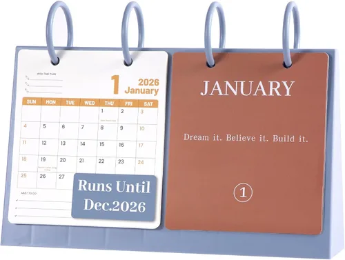 Vista 10 de Calendario de Escritorio Pequeño 2026 de Enero a Diciembre, Calendario Mensual Decorativo de Voltear para Escritorio con Citas Motivacionales, Linda
