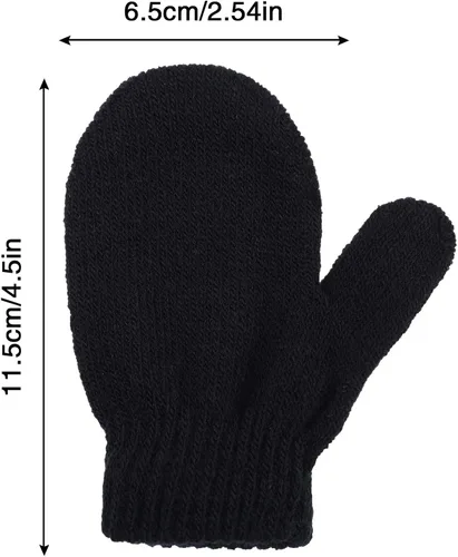 Vista 2 de Boao Paquete de 12 pares de manoplas para niños pequeños, paquete de guantes de punto de invierno para niños y niñas