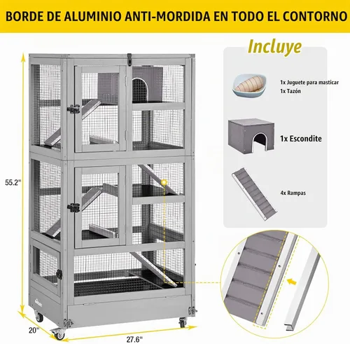 Vista 6 de Aivituvin Jaula de hurón grande para chinchilla, marco de metal, jaula para ratas, 5 niveles