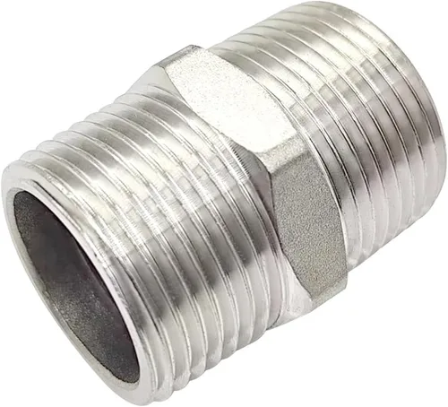 Vista 4 de Boquilla hexagonal NPT macho de 1 pulgada a macho de 1 pulgada, accesorios de tubería roscados de acero inoxidable 304 (paquete de 2)