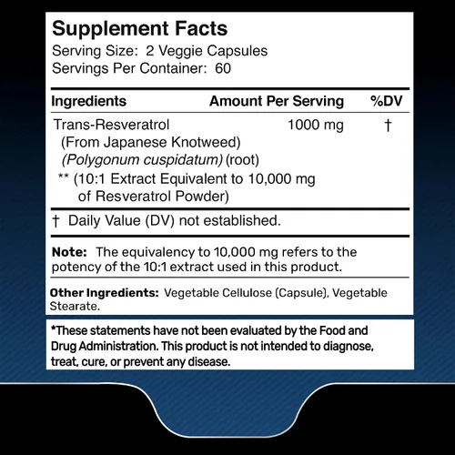 Vista 4 de WELLNESS LABSRX Suplemento de resveratrol de 1000 mg, 120 cápsulas (suministro de 60 días), trans-resveratrol de alta pureza ultra fuerte para un