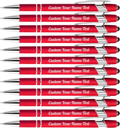 Vista 56 de 12 unidades de bolígrafos personalizados a granel con nombre grabado gratis, bolígrafos de bola personalizados con lápiz óptico, mensaje de texto