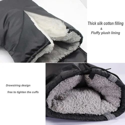 Vista 4 de Guantes de manillar de motocicleta, guantes de mano, guantes de invierno para ciclismo, calentadores de manos, resistentes al viento, impermeables