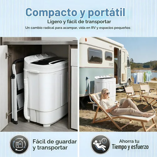 Vista 7 de HomGarden Lavadora portátil con doble tina, capacidad total de 13 libras, mini lavadora compacta y secadora de centrifugado con control