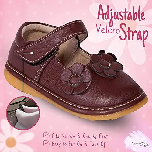 Vista 4 de Little Mae's Boutique Mary Jane - Zapatos chirriantes para niñas pequeñas, ideales para caminar con chirriador extraíble y correa ajustable, zapatos
