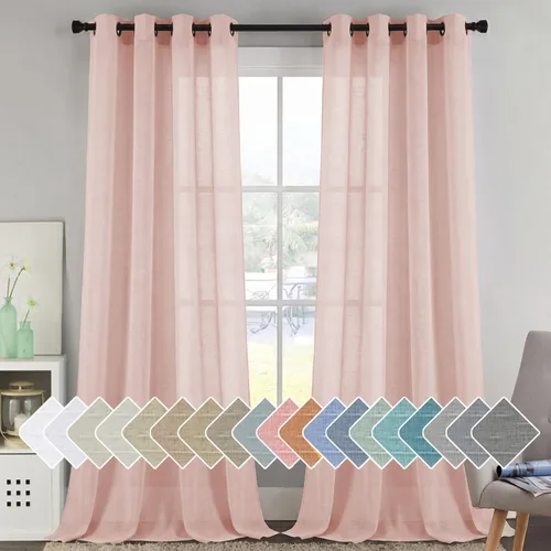 Vista 46 de H.VERSAILTEX Cortinas de lino de mezcla natural para sala de estar/cortinas de lino semitransparentes reductoras de luz de 54 pulgadas de largo