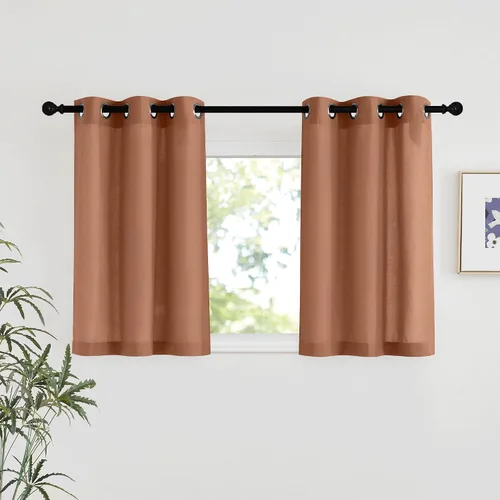 Vista 196 de NICETOWN - Cortinas de lino angora para ventana de cocina sobre el fregadero, con ojales, lino grueso angora, tratamientos cortos para ventanas