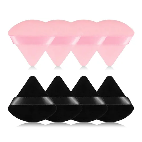 Vista 10 de 8 piezas de esponjas triangulares para polvo de maquillaje, hechas de terciopelo súper suave, diseñadas para contornear, ojos y esquinas, contenedor
