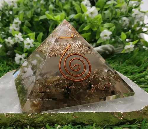 Vista 15 de Amazing Gemstone Pirámide de orgón grande Cristal de pirámide de amatista que brilla en la oscuridad Pirámide de orgonita Pirámides de órgano