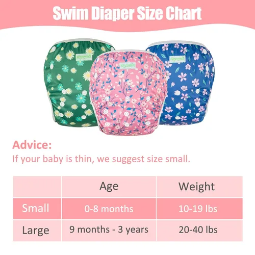 Vista 3 de wegreeco Baby & Toddler Snap One Size Adjustable Reusable Baby Swim Diaper (Chrysanthemum, Large, 3 Pack)
