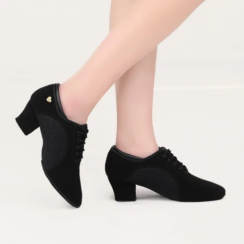 Vista 5 de RoseMoli Zapatos de Baile para Mujer, con Cordones, de Baile Latino, Salón Moderno, Salsa, Ritmo, Enseñanza, Práctica, Profesional