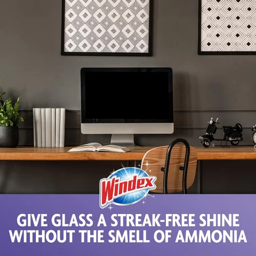 Vista 4 de Windex Toallitas de limpieza de vidrio, sin amoníaco, toallitas prehumedecidas para limpiar todas las superficies de vidrio, aroma fresco de lluvia