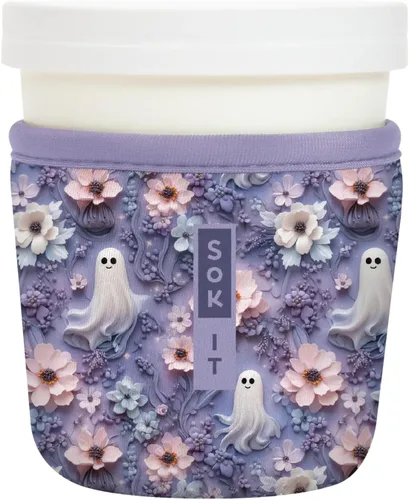 Vista 200 de Sok It IceCreamSok - Funda de neopreno aislada (flores abstractas, pintas de helado cónicas)