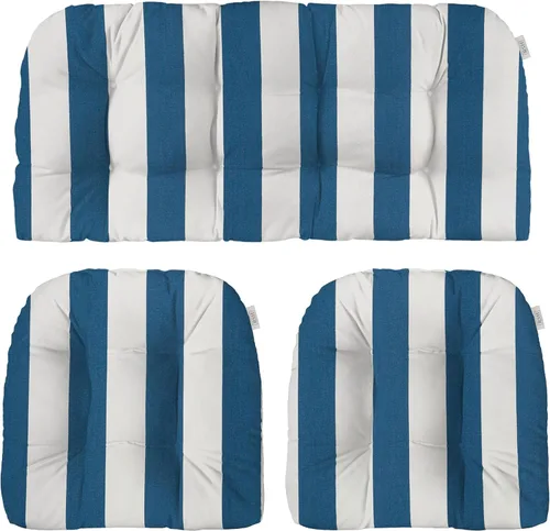 Vista 11 de RSH DECOR: Sunbrella - Juego de 3 cojines de mimbre copetudos 41 x 19 pulgadas y 19 x 19 pulgadas Fabricado con tela de rendimiento Sunbrella