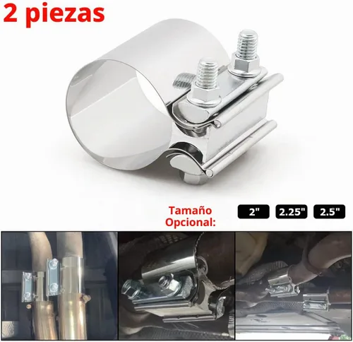 Vista 3 de BESULEN Abrazadera de escape de 2 pulgadas, 2 piezas de abrazadera de banda de junta de tope, abrazadera de banda de silenciador de acero inoxidable