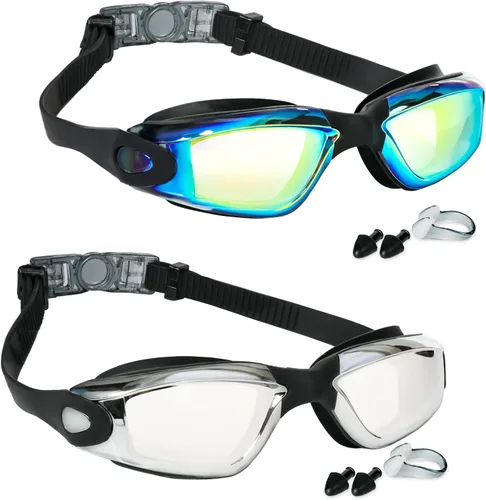 Vista 12 de EWPJDK Gafas de natación – Paquete de 2 gafas de natación antivaho sin fugas para adultos, mujeres y hombres