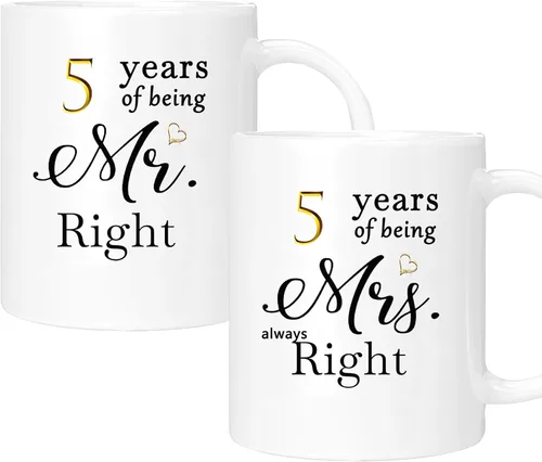 Vista 63 de Juego de 2 tazas de café para el 10º aniversario, regalos de boda para parejas, padres, hombres, mujeres, marido, esposa, él, ella, caja de regalo