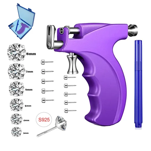 Vista 12 de LECIEL Kit de pistola de perforación de oreja reutilizable, kit profesional de perforación de nariz y labio con 16 pares de aretes de tuerca