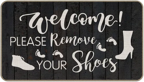 Vista 14 de Little Fingers No Shoes Alfombra decorativa para interiores y exteriores, nuevo tapete para puerta delantera de casa 43 x 76 cm para entrada