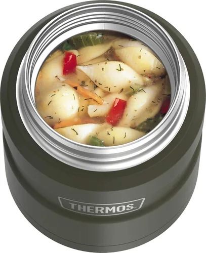 Vista 8 de THERMOS Stainless King Tarro de alimentos aislado al vacío con cuchara, 16 onzas, verde militar