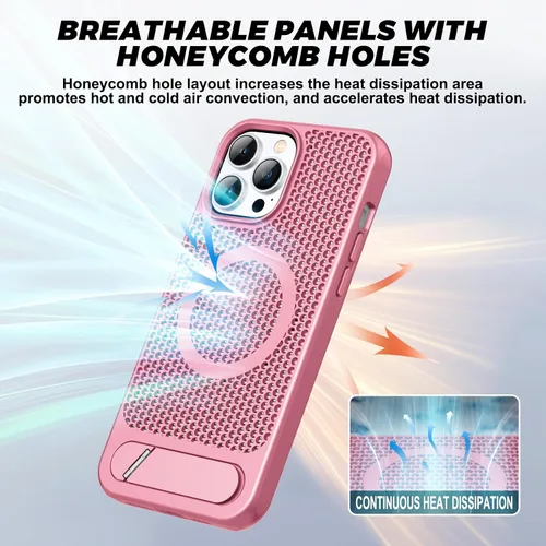 Vista 2 de Funda magnética de disipación de calor para iPhone 13 Pro Max, para MagSafe, protección contra caídas Coolingf, funda con función atril ajustable