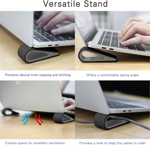 Vista 2 de MoKo Soporte universal para teclado de computadora portátil/computadora, [4] antideslizante de silicona inclinable con cuña elevadora estable, Negro