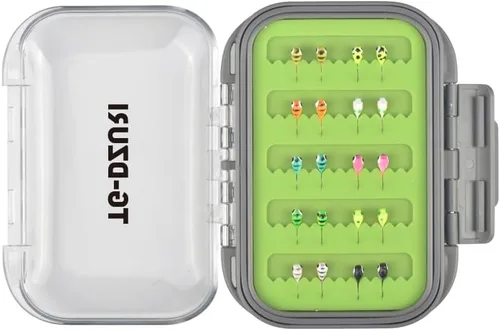Vista 7 de Kit de Jigs de Pesca en Hielo de Tungsteno, 3.2/4/5mm Gota Lágrima que Brillan en la Oscuridad Señuelos Jigs de Pesca en Hielo con Caja de Jigs