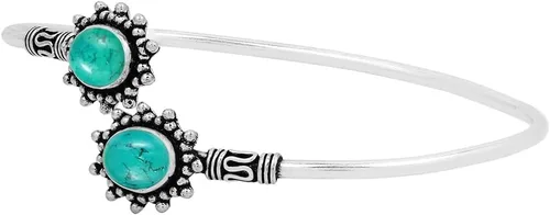 Vista 3 de Natural ojo de tigre malaquita piedra lunar brazalete 0.276x0.354in forma ovalada piedra preciosa 925 plata superposición brazalete hecho a mano