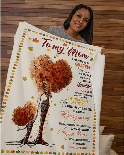 Vista 5 de Manta personalizada para mamá de hija e hijo, manta personalizada para el día de la madre con nombres de los niños, manta con texto en inglés «To My