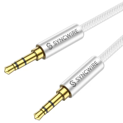 Vista 10 de Syncwire Cable auxiliar de audio auxiliar de 0.138 in macho a macho, cable trenzado de nailon para auriculares (1.6 pies/1.6 ft), cable auxiliar
