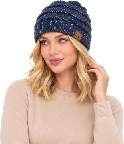 Vista 49 de C.C Exclusives Gorro de Punto de Cable - Gorros Gruesos, Suaves y Cálidos de Punto Grueso Chenille Teniente Mel Gris