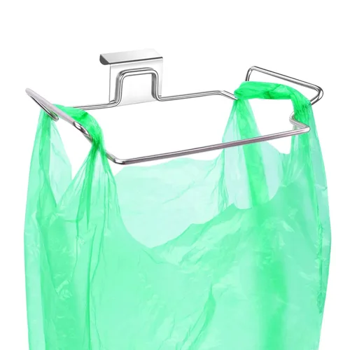 Vista 10 de Soporte Grande de Acero Inoxidable para Bolsas de Basura para Puertas y Armarios de Cocina, Negro