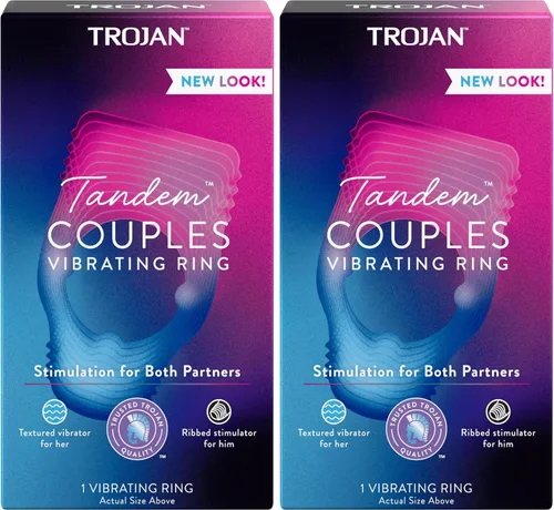 Vista 11 de TROJAN Vibraciones Tándem Anillo vibratorio para parejas, masajeador personal, 1 unidad, violeta