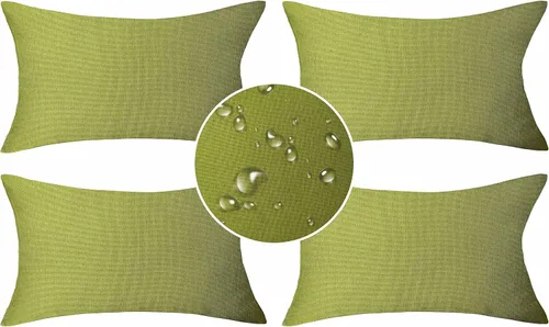 Vista 8 de Demetex Fundas de almohada de exterior impermeables de 16 x 16 pulgadas, fundas de almohada decorativas de lino para sala de estar, balcón y jardín
