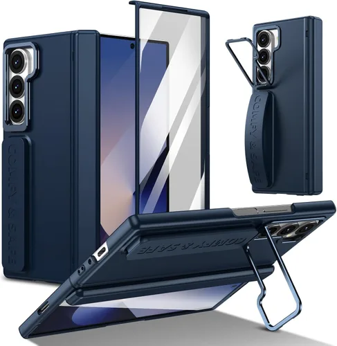 Vista 9 de Correa de muñeca para Samsung Galaxy Z Fold 5, protector de pantalla integrado, protección de bisagra, soporte de cámara, diseño de pulsera