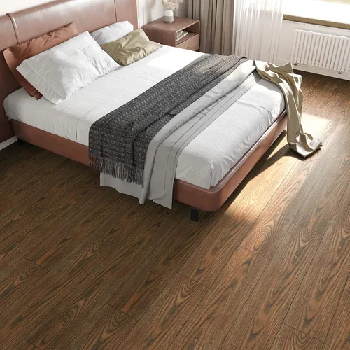 Vista 5 de VEELIKE Azulejos de piso de 6 x 36 pulgadas para despegar y pegar para baño, impermeables, de madera de castaño marrón, paquete de 12 tablones