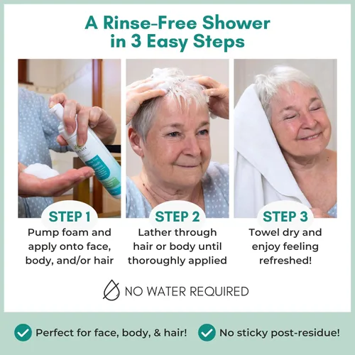 Vista 8 de Nurture - Gel de baño y champú sin enjuague con aloe Espuma limpiadora sin agua para el cabello y el cuerpo de grado hospitalario Mujeres